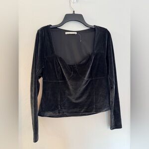 NWOT Abercrombie & Fitch Black Velvet Sweetheart Top - Size XL